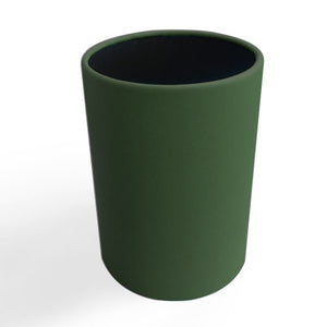 Evergreen Round Leather Wrapped Metal Wastebasket